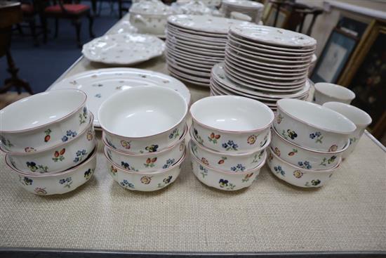 An extensive Villeroy and Boch Petite Fleur pottery tea and dinner service with various serving dishes